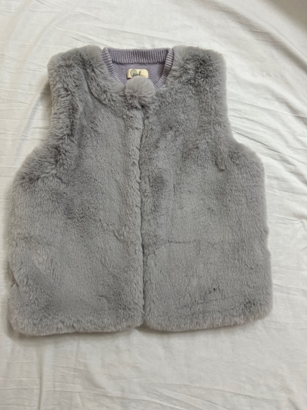 Peek Plush Faux Fur Vest in Gray